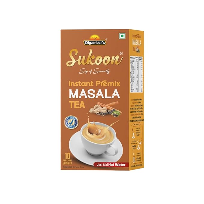 Sukoon Masala Instant Premix Tea - 140g | Spiced Ready-to-Serve Tea Mix | Authentic Indian Flavor | Quick & Easy Beverage Solution