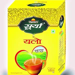 Surya Yellow Tea - 250g (Pack of 4) | Premium Assam Tea Blend for a Strong and Refreshing Brew | Perfect for Daily Chai with Rich Flavor & Inviting Aroma | Tea from the Finest Tea Gardens of Assam