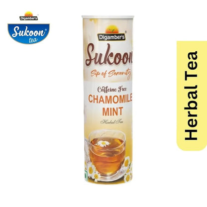 Sukoon Chamomile Mint Herbal Tea | Caffeine-Free, Soothing & Refreshing Blend | Promotes Relaxation, Aids Digestion & Sleep | Enjoy a Natural Herbal Infusion for a Calming Experience Anytime!