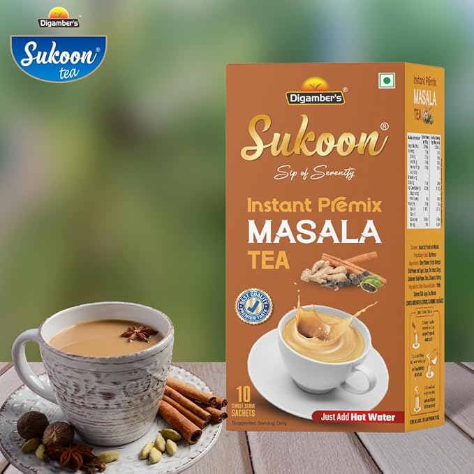 Sukoon Masala Instant Premix Tea - 140g | Spiced Ready-to-Serve Tea Mix | Authentic Indian Flavor | Quick & Easy Beverage Solution