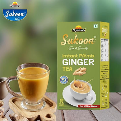 Sukoon Ginger Instant Premix Tea - 140g | Zesty Adrak Chai Mix | Quick & Easy Preparation | Refreshing & Warming Flavor