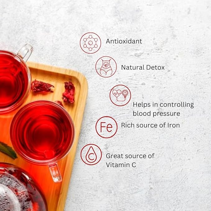 Sukoon Hibiscus Masala Herbal Tea | 100g | Vitamin C Rich, Antioxidant Blend for Glowing Skin