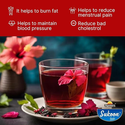 Sukoon Hibiscus Masala Herbal Tea | 100g | Vitamin C Rich, Antioxidant Blend for Glowing Skin